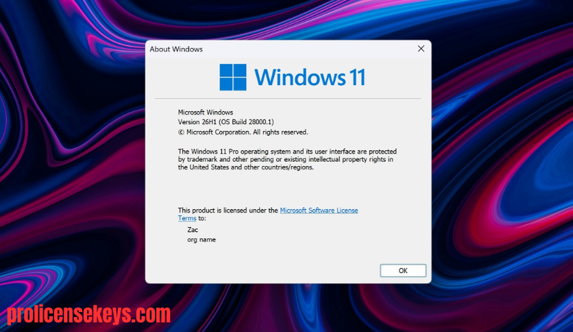 Windows 11 26H1 桌面界面
