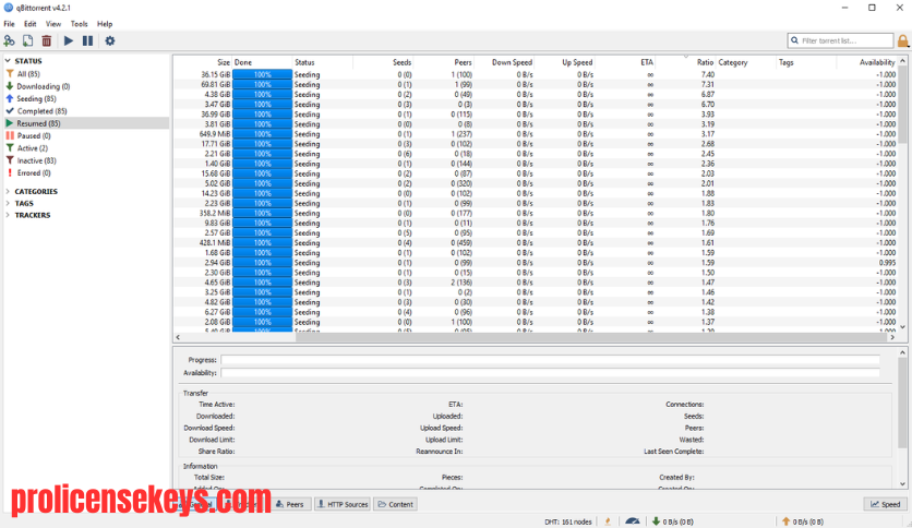 qBittorrent 下载软件界面
