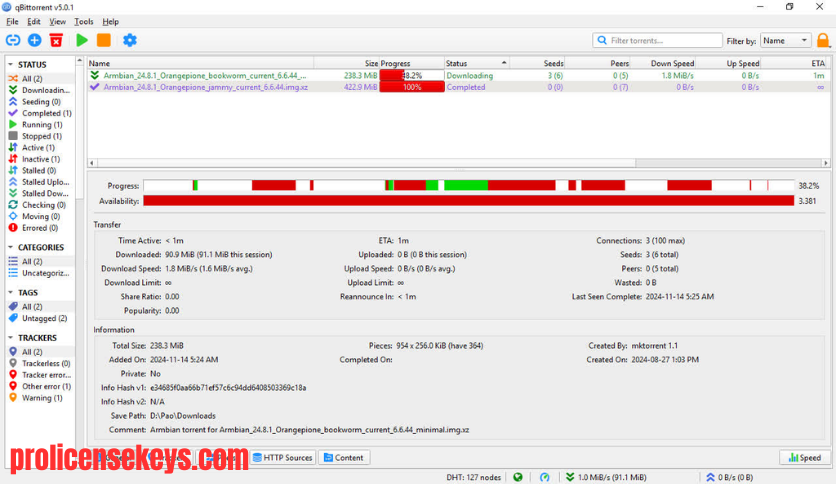 qBittorrent 免费下载界面