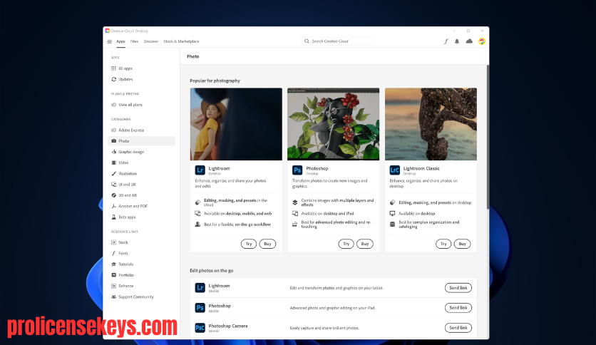 Adobe Creative Cloud Pro 应用界面
