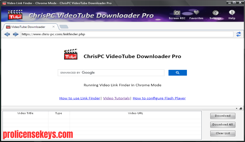 ChrisPC VideoTube Downloader Pro Windows 软件界面