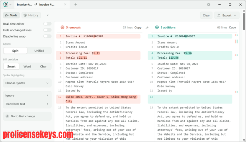 Diffchecker 软件界面