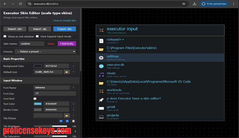 Executor Windows 快速启动界面
