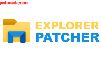 ExplorerPatcher 软件主图，展示 Windows 桌面界面自定义工具的主题与软件名称