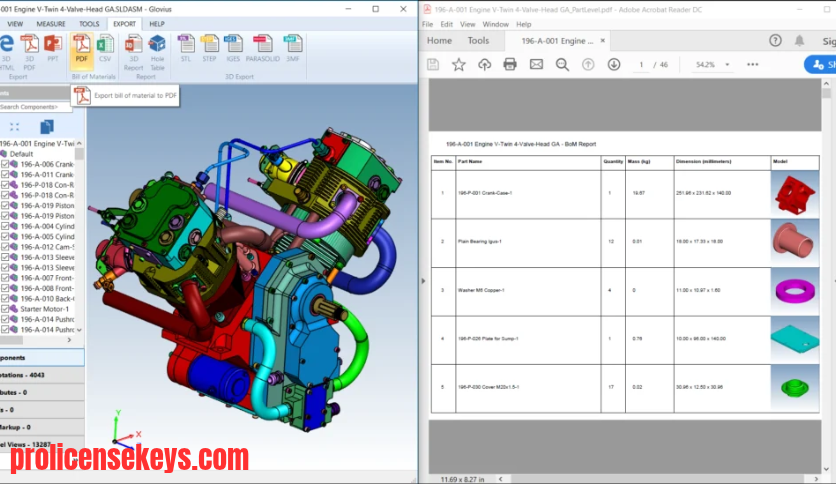 Glovius Prime CAD 查看软件界面示意图，用于介绍工程模型浏览和三维视图操作