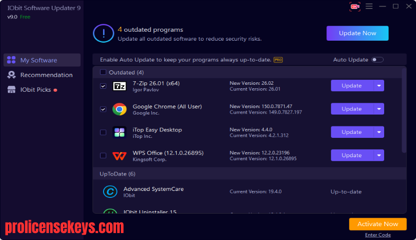 IObit Software Updater 软件主界面