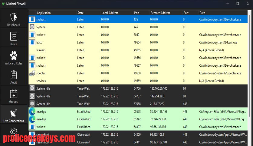 Minimal Firewall 软件主界面