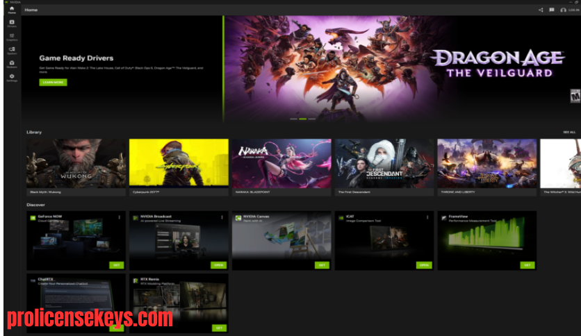 NVIDIA App 显卡驱动管理界面