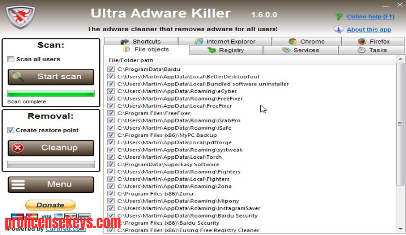 Ultra Adware Killer 软件主界面