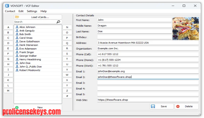 VovSoft VCF Editor Windows 联系人管理工具